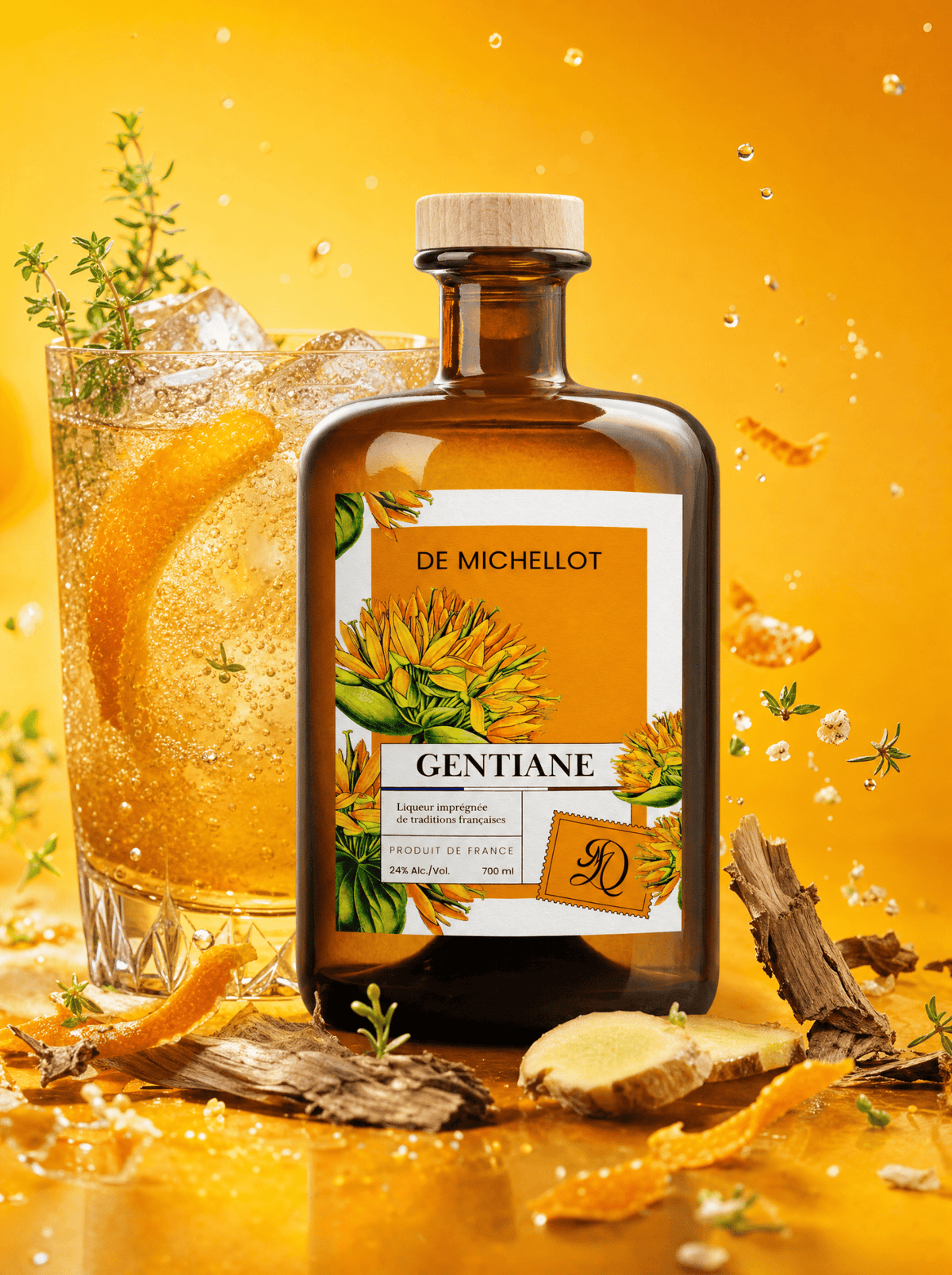 Cocktail Old Fashioned Gentiane Thym : recette à la gentiane maison